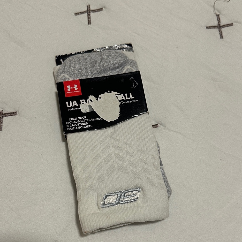 Under Armour White and Gray Crew Socks